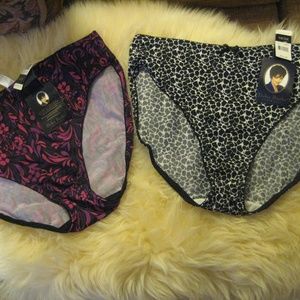 2 Pair Delta Burke Sz 10/3X Hi Cut Panty Print